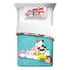 Squishmallows Kids Comforter and Pillowcase, 2-Piece Set, Twin/Full, Reversible