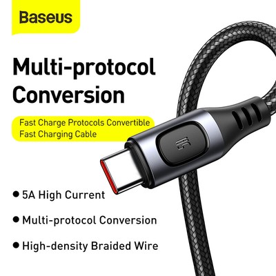 Baseus Cable USB Type C 5A USB Wire Quick Charger Cable Fast Charging Cord 