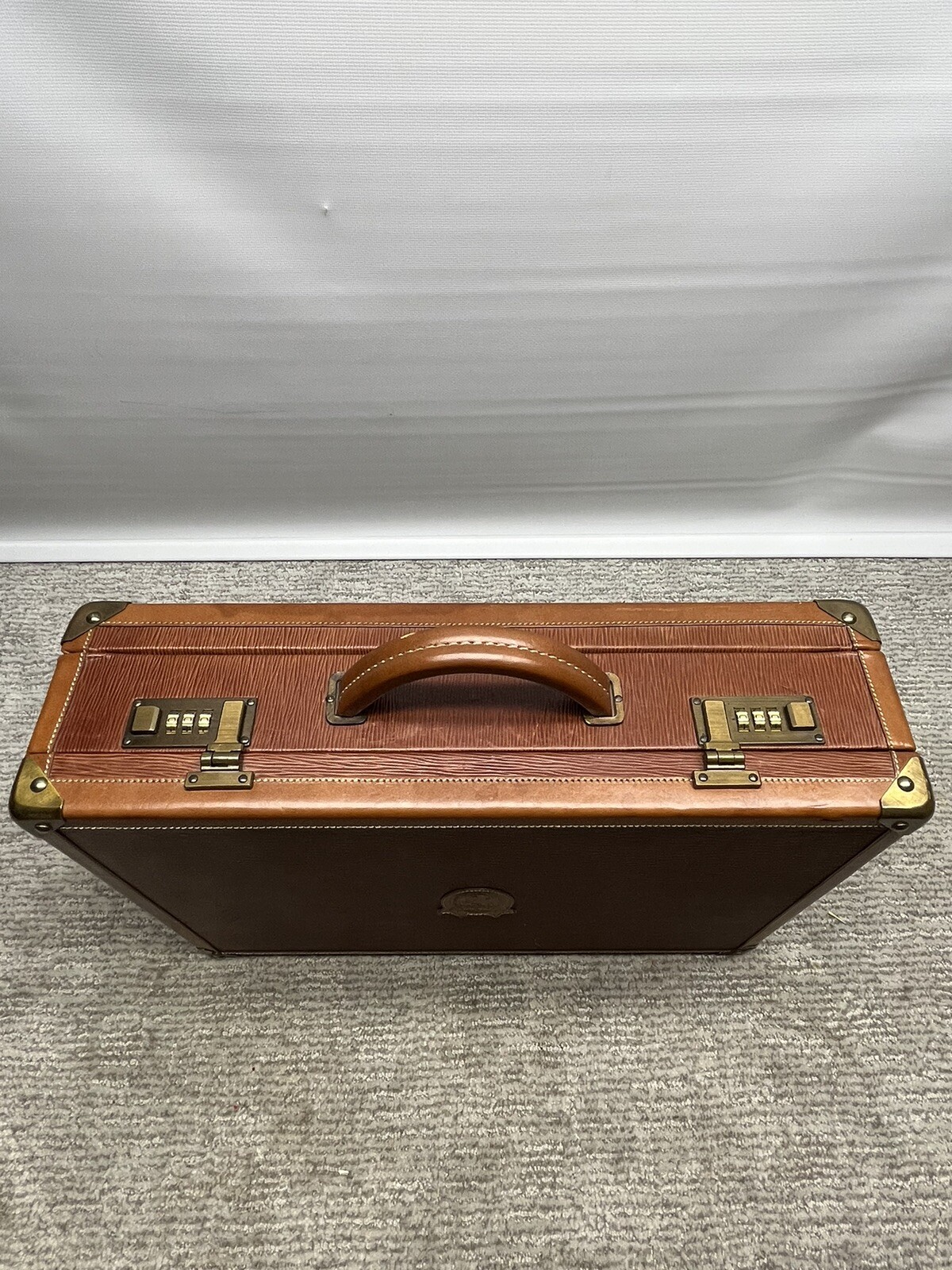 Lladro Leather Briefcase Brown Leather Made in Spain Gem