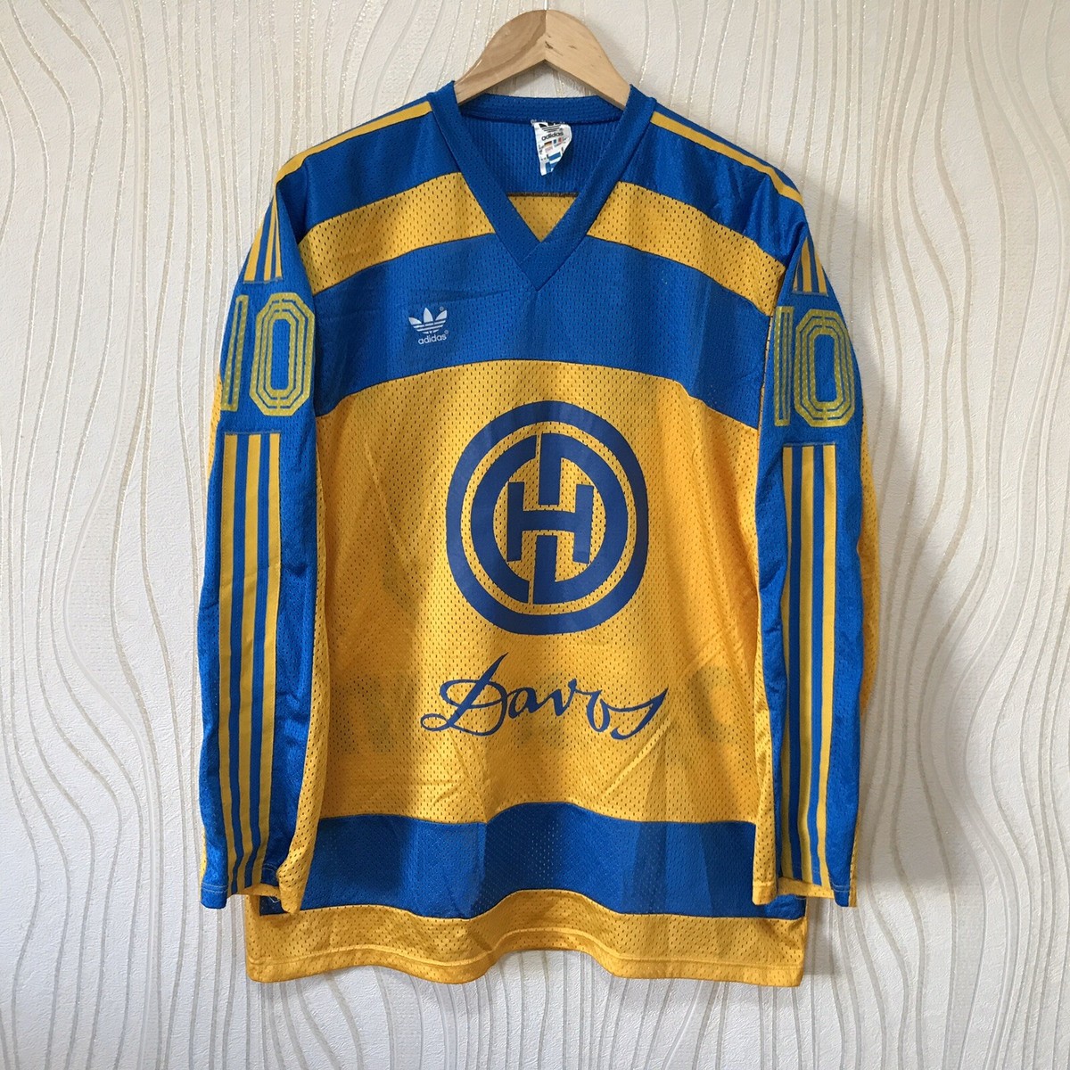 HC DAVOS EISHOCKEY SHIRT TRIKOT SELTEN VINTAGE ADIDAS LANCE
