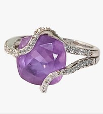 Vintage Sterling Silver 925 Purple CZ Cubic Zirconia Ring 7.25
