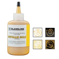 Glassline Fusible Metallic Gold 2oz.Sq.Bttl.for All Glass Art 90/96coe Lead-Free