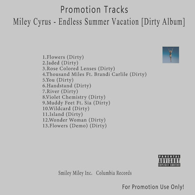 Pop. White CD. Miley Cyrus - Endless Summer Vacation [Dirty Album]
