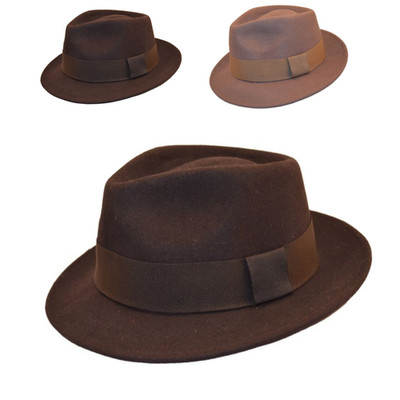 100 % Wollfilz Fedora Hut Herren Damen - Handarbeit klassisch Trilby breite Krempe Premium