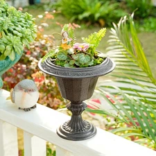 Sungmor Garden Urn Planters, Cast Iron Vintage French Small Tabletop Flower Vase