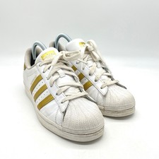 Adidas Superstar Blanco Dorado Cuero Puntera Concha Tenis Zapatos