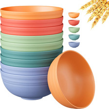 10 PCS Unbreakable Cereal Bowls,Dishwasher  Microwave Safe Wheat Straw Bowls, E