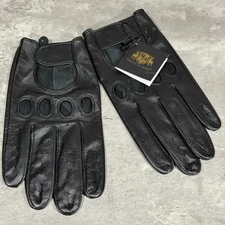 Pratt & Hart Downshift Black Men's Leather Driving Gloves Adjustable Strap Large