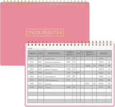 HAUTOCO Check Registers for Personal Checkbook, Transaction Expense Pink 