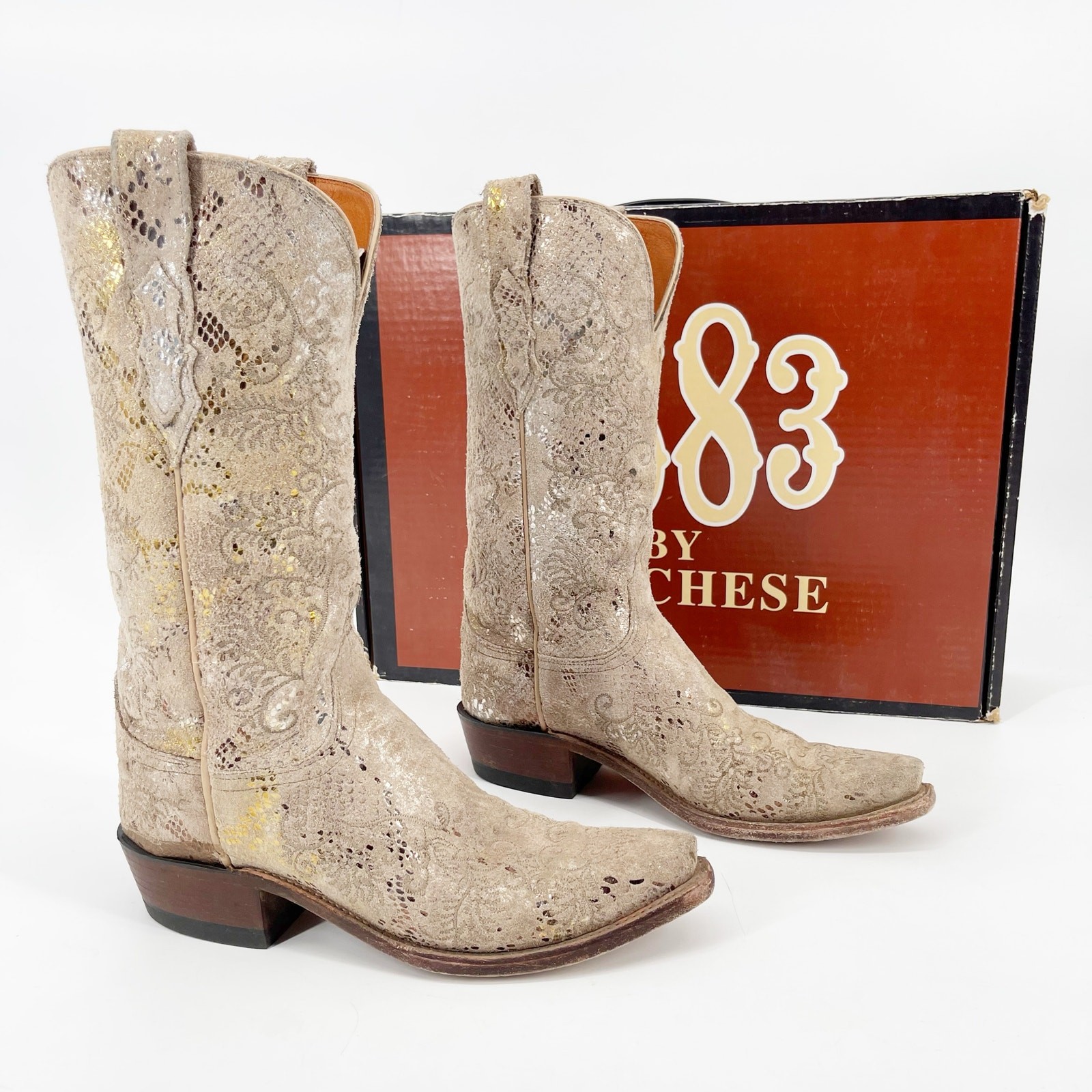 Lucchese Women’s 7 Stone Metallic Python Print Su… - image 1