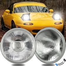 Pair 7" LED Headlights Original Glass Headlamp Combo For 1990-1997 Mazda Miata