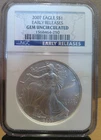2007 American Eagle Silver Dollar, 1 Oz. Of Fine Silver Early Releases NGC GEM