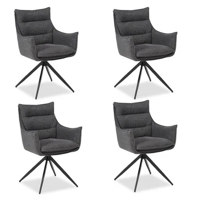Lot de 4 Chaises Salle à Manger pivotantes Accoudoirs | Anthracite Homestyle4u - Photo 1/4
