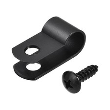 6.4mm Nylon R Type Cable Clip Wire Clamp with Screws Black 50pcs
