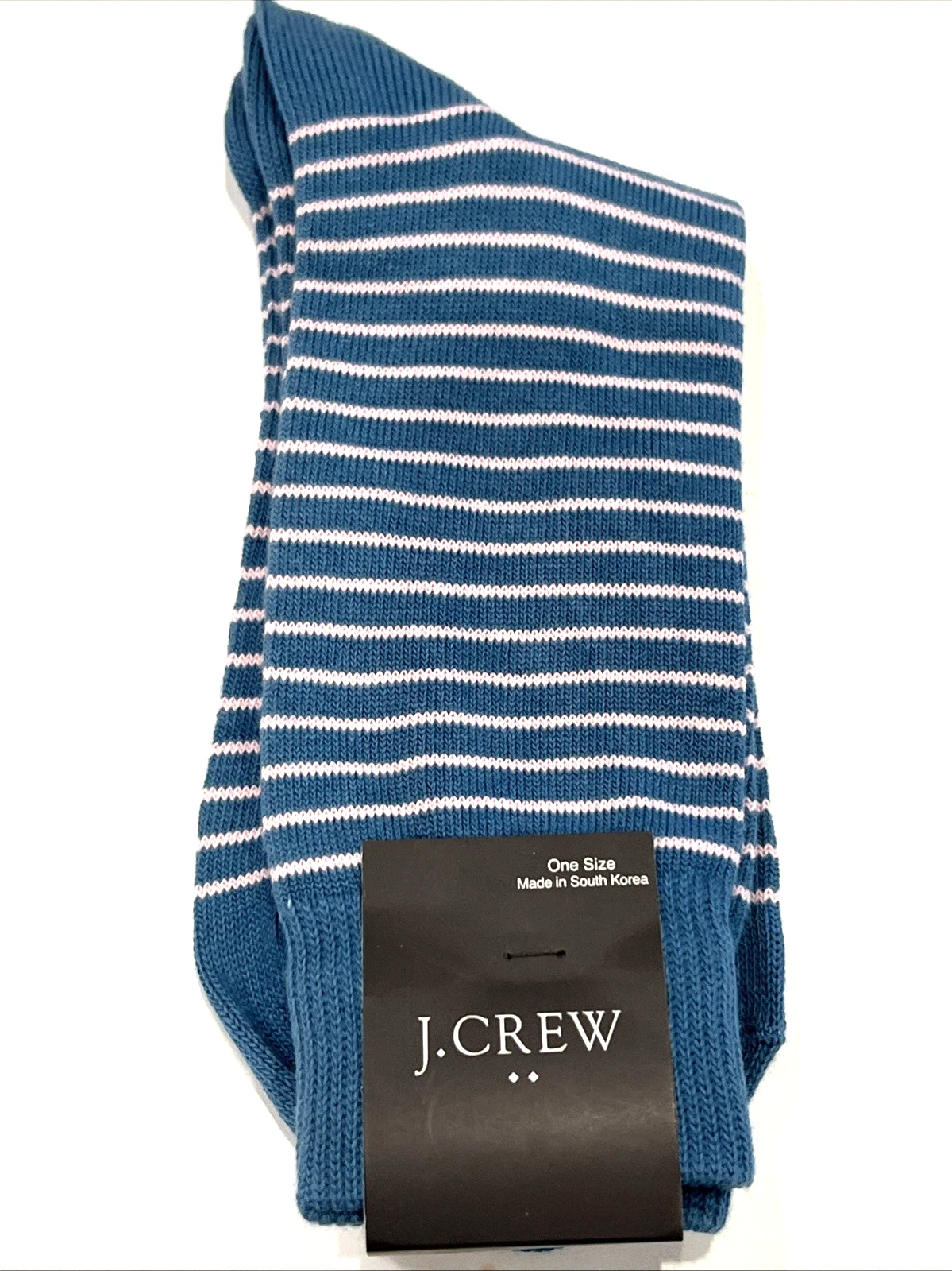NWT J CREW Socks One Size Blue Pink Stripes #J16