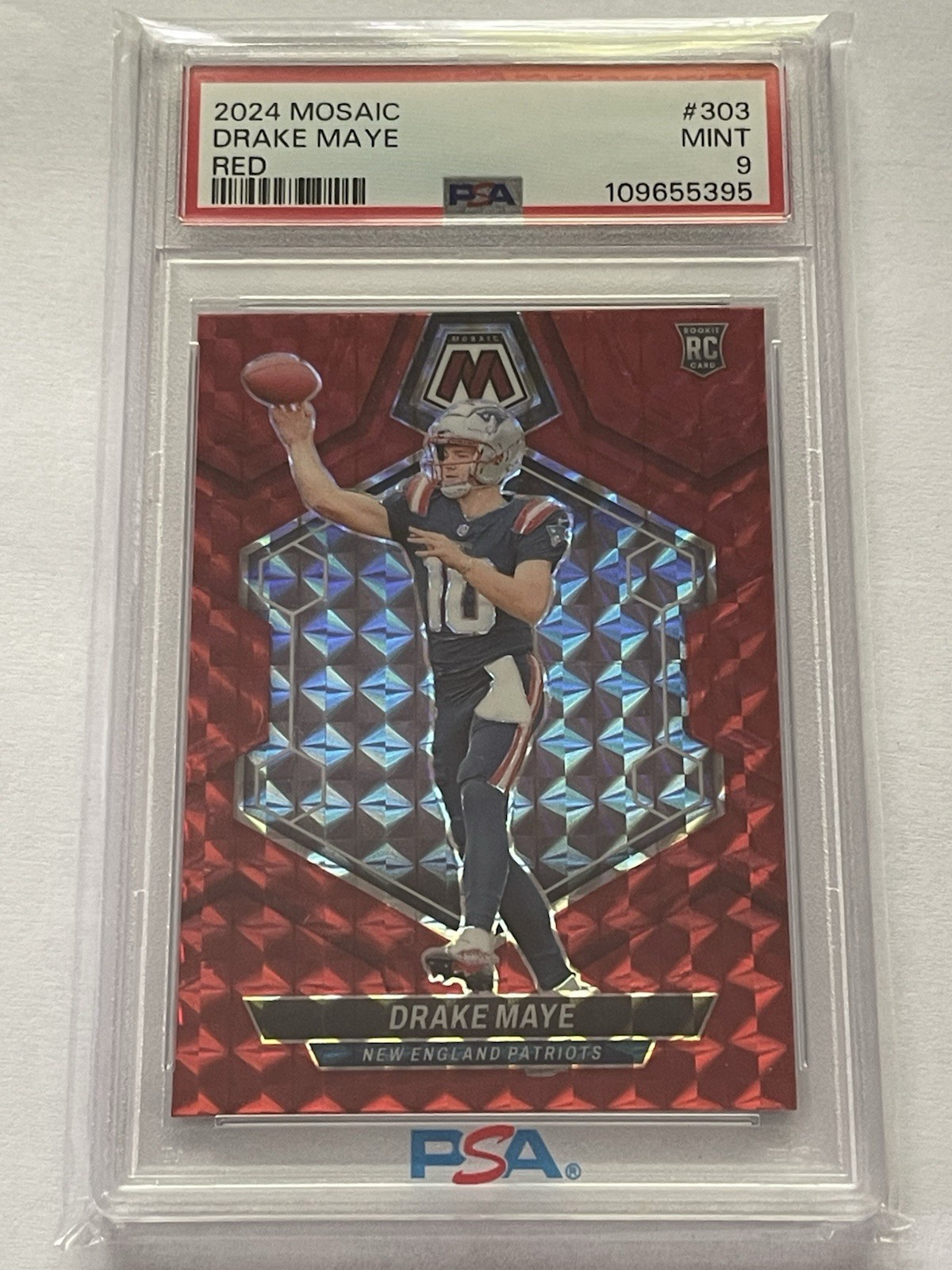 2024 Panini Mosaic Red (Hobby Exclusive) Drake Maye #303 RC PSA 9 Patriots