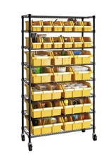 24-Bin Storage Rack with Wheels, Slide-Out Bins (Great Deal)