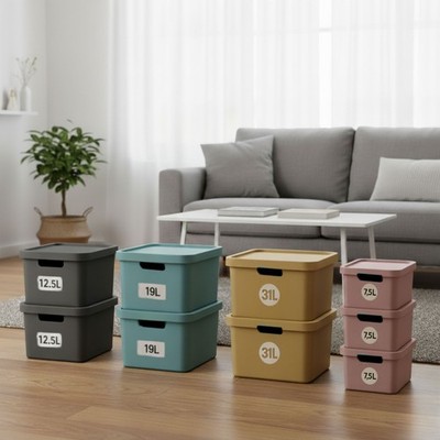Aufbewahrungsbox 3er Set, Kunststoff, mit Deckel,stapelbar, BPA Frei.langlebig