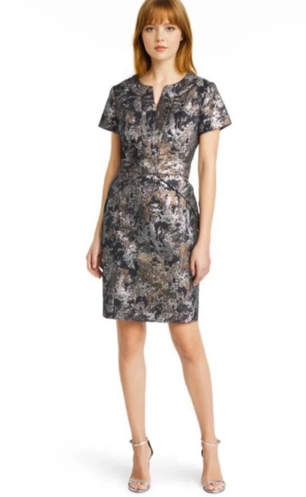 SHANI Jacquard Black & Gold Cocktail/Formal Dress