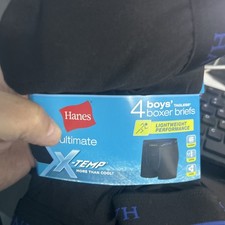 Boys Hanes X-Temp Boxer Briefs LARGE 4 Pack Tagless NEW lightweight ultimate wi