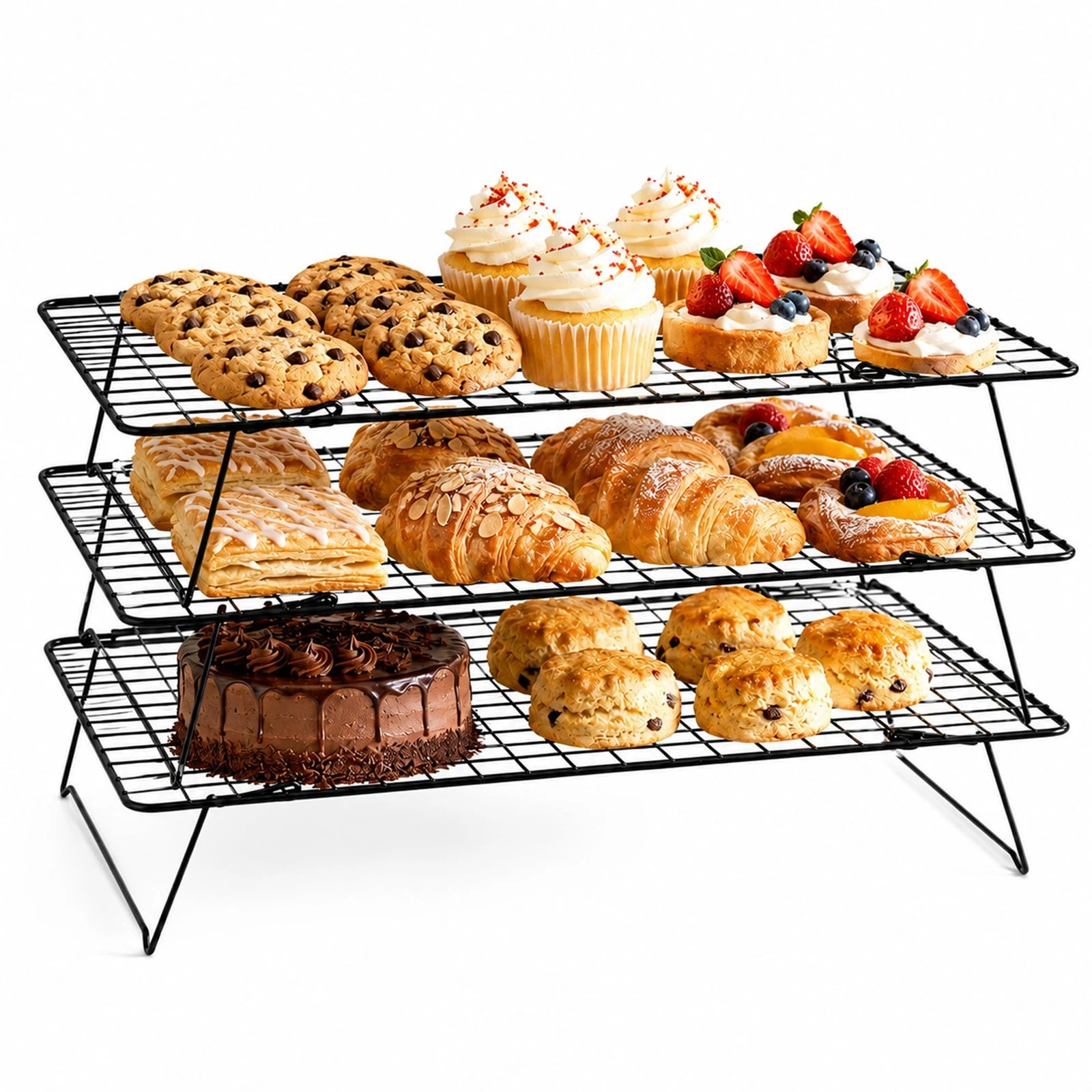 Cooling Rack, 3 Tier Stackable Cooling Racks for Cooking Baking Roasting, Mul...