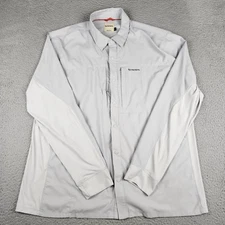 Simms Shirt Mens Extra Large Gray Ripstop Button Snap Long Sleeve Hiking Fishing