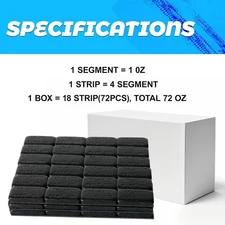 Black 1oz Wheel Weights Stick-On Adhesive Tape Tire Balancer 72 Pcs 1 Box