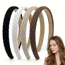 4 PCS Thin Knitted Headbands for Women, Non Slip Fashion Head Bands, Solid Co...