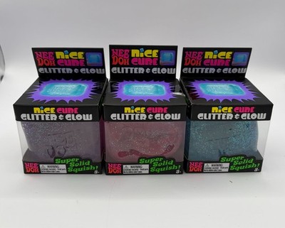 Nee Doh Needoh Nice Cube Glitter & Glow! - Blue Purple Pink - SAME DAY SHIPPING