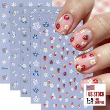 5 Sheets White Small Flower Nail Art Stickers Daisy Strawberry small flower