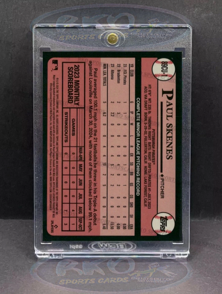 Paul Skenes RARE ROOKIE REFRACTOR TOPPS CHROME INVESTMENT CARD SSP PIRATES MINT - Image 2 of 3