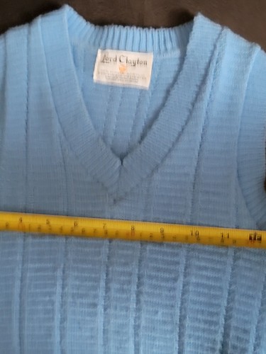1960s Lord Clayton Boys Sweater Vest, blue sleaveless - Picture 7 of 8