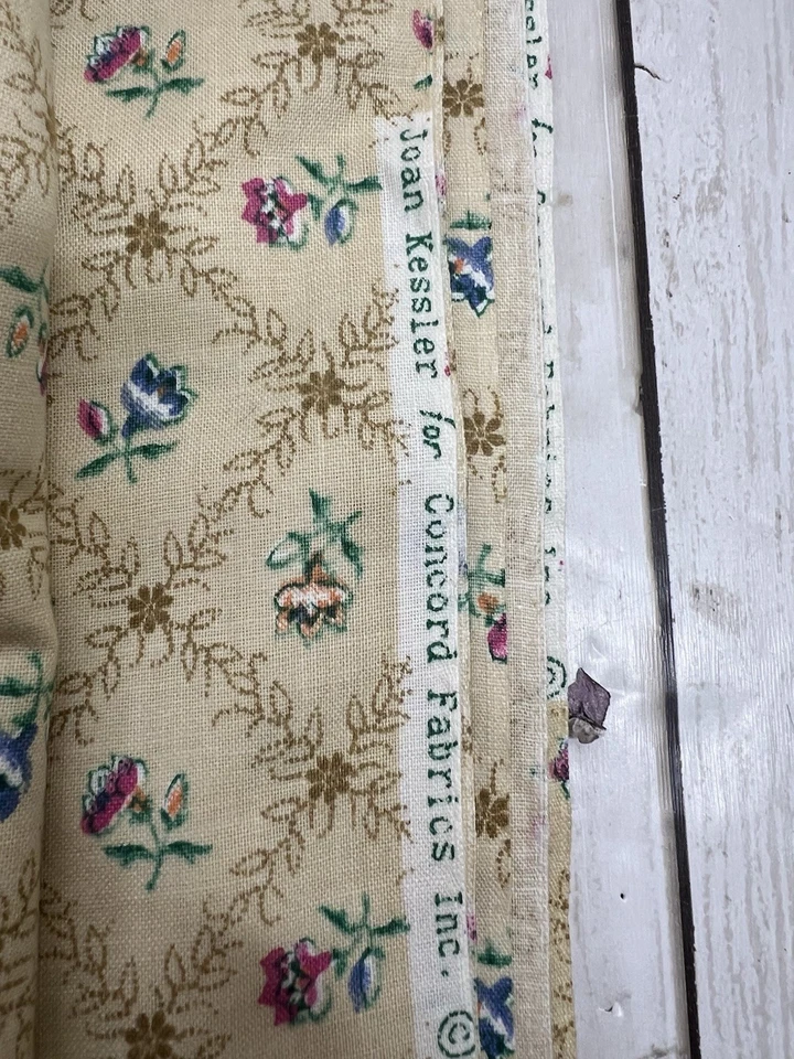Vintage Concord Joan Kessler Cotton Fabric 5 yards 44" Wide Tan Trellis Roses - Image 4 of 4