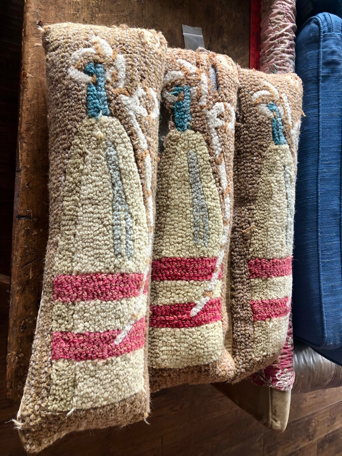 Group of THREE Chandler 4 Corners Hooked Wool Lumbar Pillow Laura