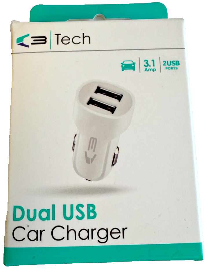 C3 TECH- DUAL USB CAR CHARGER 3.1 Amp