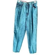 Gitano Jeans Vintage Size 12 26" Waist 80s 90s Acid Wash Teal Grunge Mom Jeans
