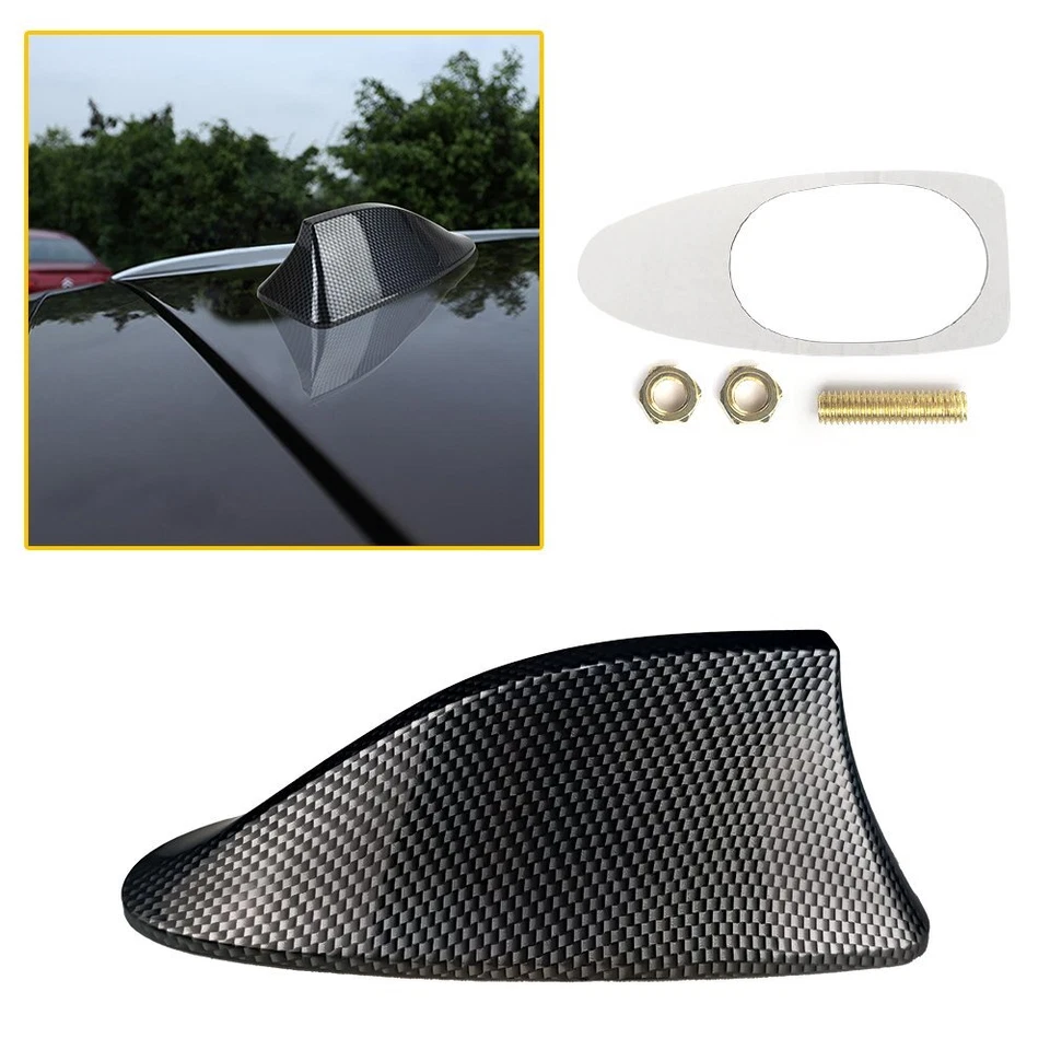 Carbon Fiber Shark Fin Antenna Cover Antenna Radio FM/AM Signal Booster Aerial - Image 3 of 4