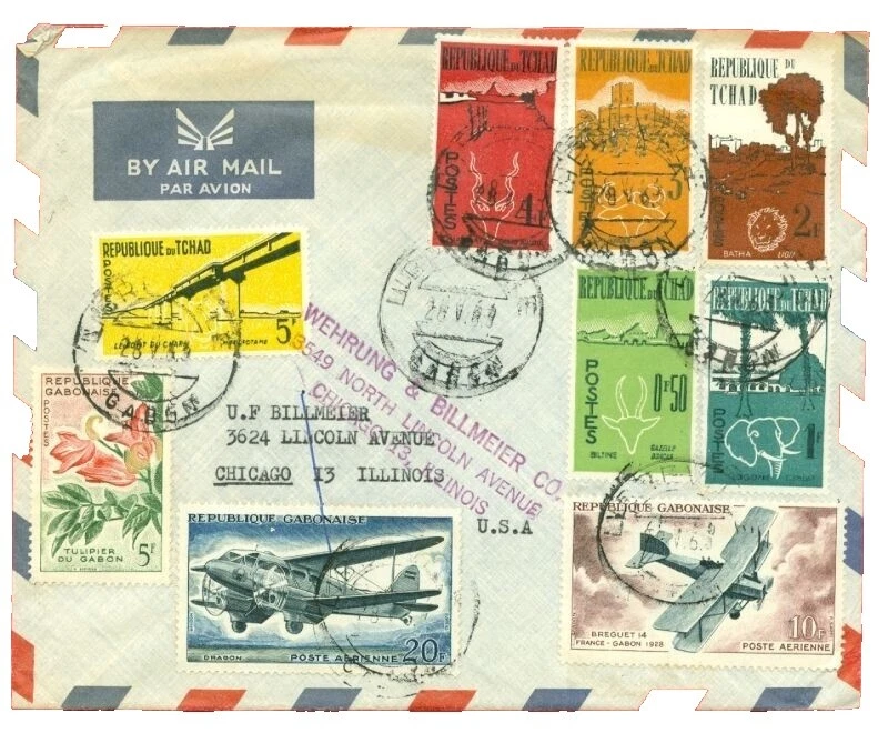 Estampillas de correo aéreo usados