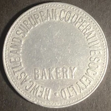 Newcastle and Suburban Cooperative Bakery Alum. G/F One Loaf Token - 26mm