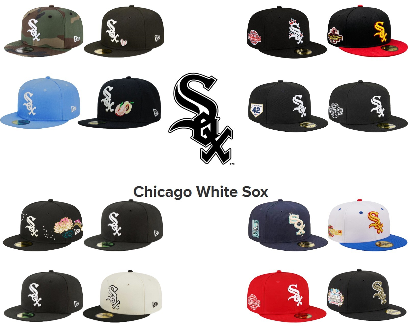 New MLB Chicago White Sox New Era Men's Baseball Cap 59FIFTY Fitted Cap