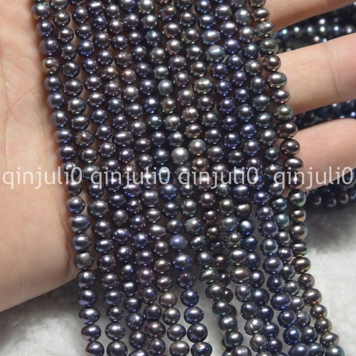 Wholesale 5-6mm Natural Black Tahitian Pearls Loose Beads 15inches Strand - Picture 4 of 9