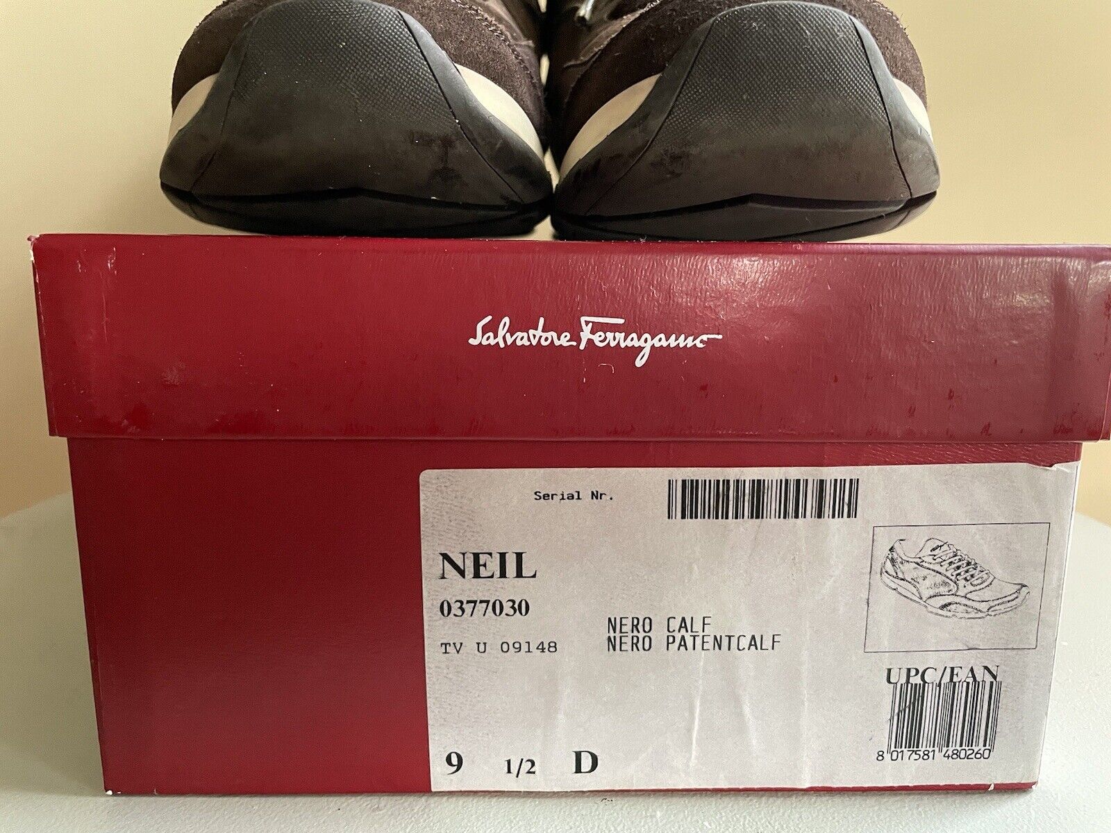 Very Rare Hard To Find Salvatore Ferragamo Neil Nero Patentcalf Sz 9.5  Sneakers
