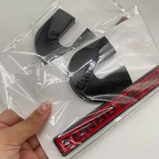 2PCS Set  Black Red Cummins Turbo Diesel Emblems For Ram 2500 3500 Fender Badge