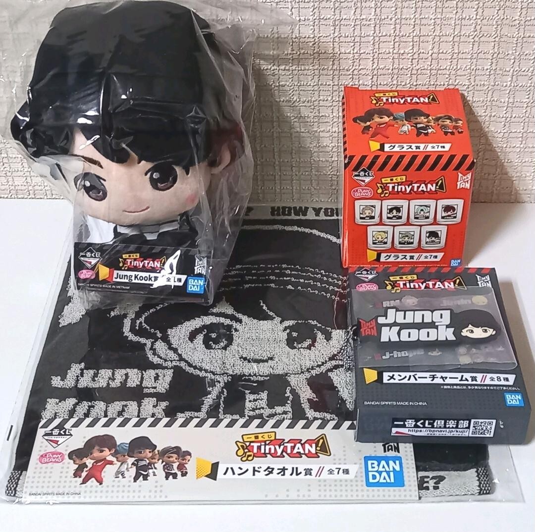 【廃盤品】BTS ポップアップ MIC DROP セット【新品未開封】タグ付き BTS TinyTAN JUNGKOOK MIC DROP official Set Stuffed glass cop