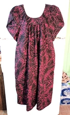 NEW VTG WOMEN'S HAWAIIAN RESERVE COLLECTION BLACK FLORAL TULIP SLEEVE DRESS 3XL