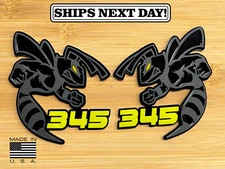 345 Hornet Badges Emblem BEE (2) Yellow Eye BADGES Fender Angry  Aggressive