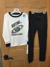 New Carter's Boys Space Planets Pajama set Black White Neon Green Snug Fit Long