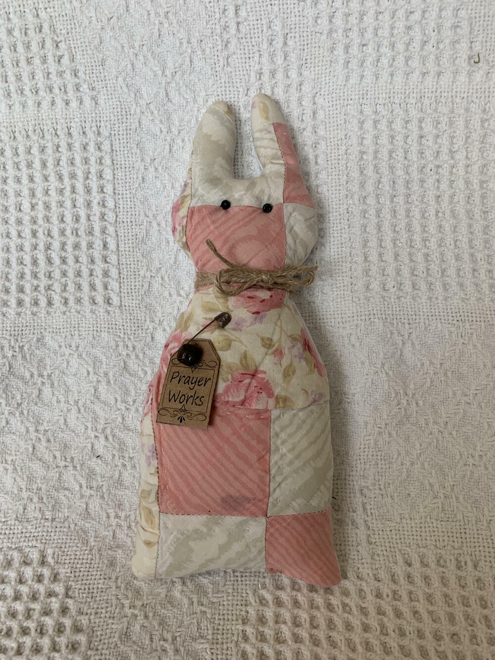 Primitive Handmade Vintage Quilt Spring Pink Bunny Prayer Works