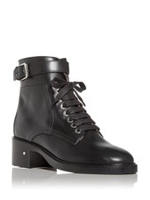Laurence Dacade Womens Black Up Solene Round Toe Leather Combat Boots 36