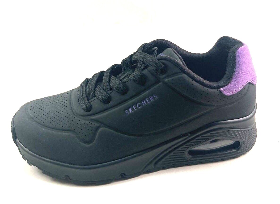 Skechers 177092 Black/Purple Uno Stand on Air Memory Foam Lace Up